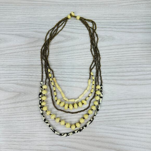 Noonday Collection Rachel Necklace Multi-Strand Paper and Bone Beads Handcrafted - Picture 5 of 5